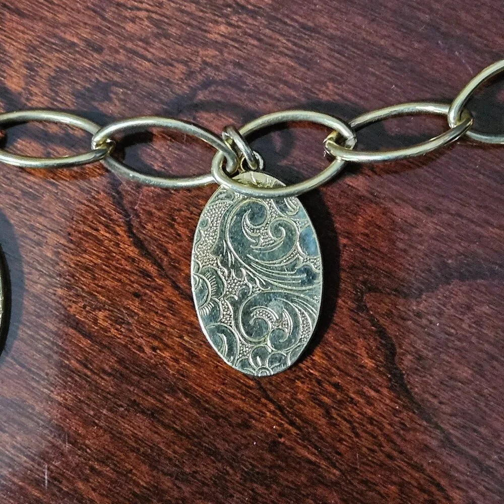 RARE MONICA RICH KOSANN FLORAL SCROLL OVAL 18K CHARM LOCKET PENDANT BRACELET